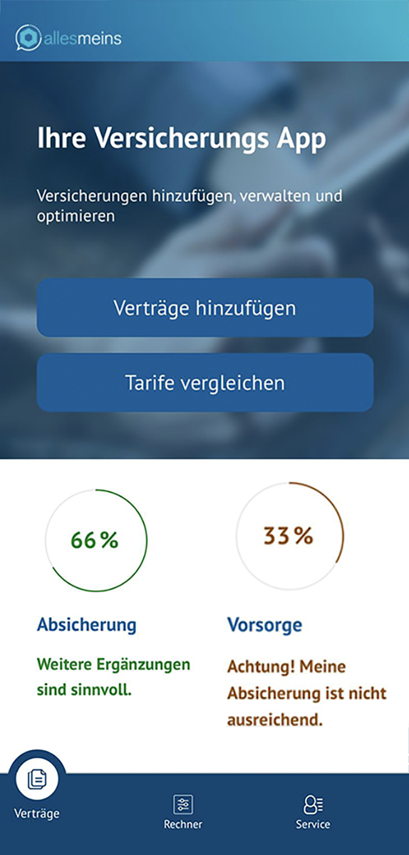 Screenshot der SüdFin Versicherungs-App